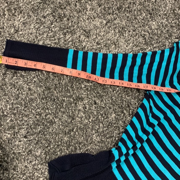 525 America Sweater. Small. Navy/Turquoise Strip. - Picture 5 of 7